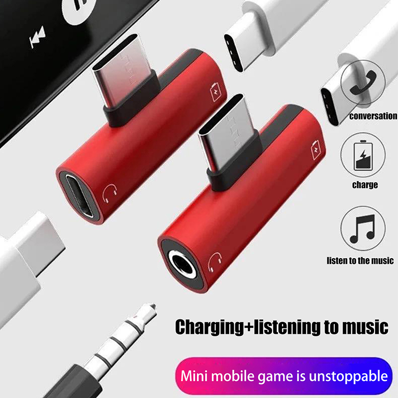 Earphone Splitter Jack - Adaptor Logam USB Tipe-C Ke 3.5