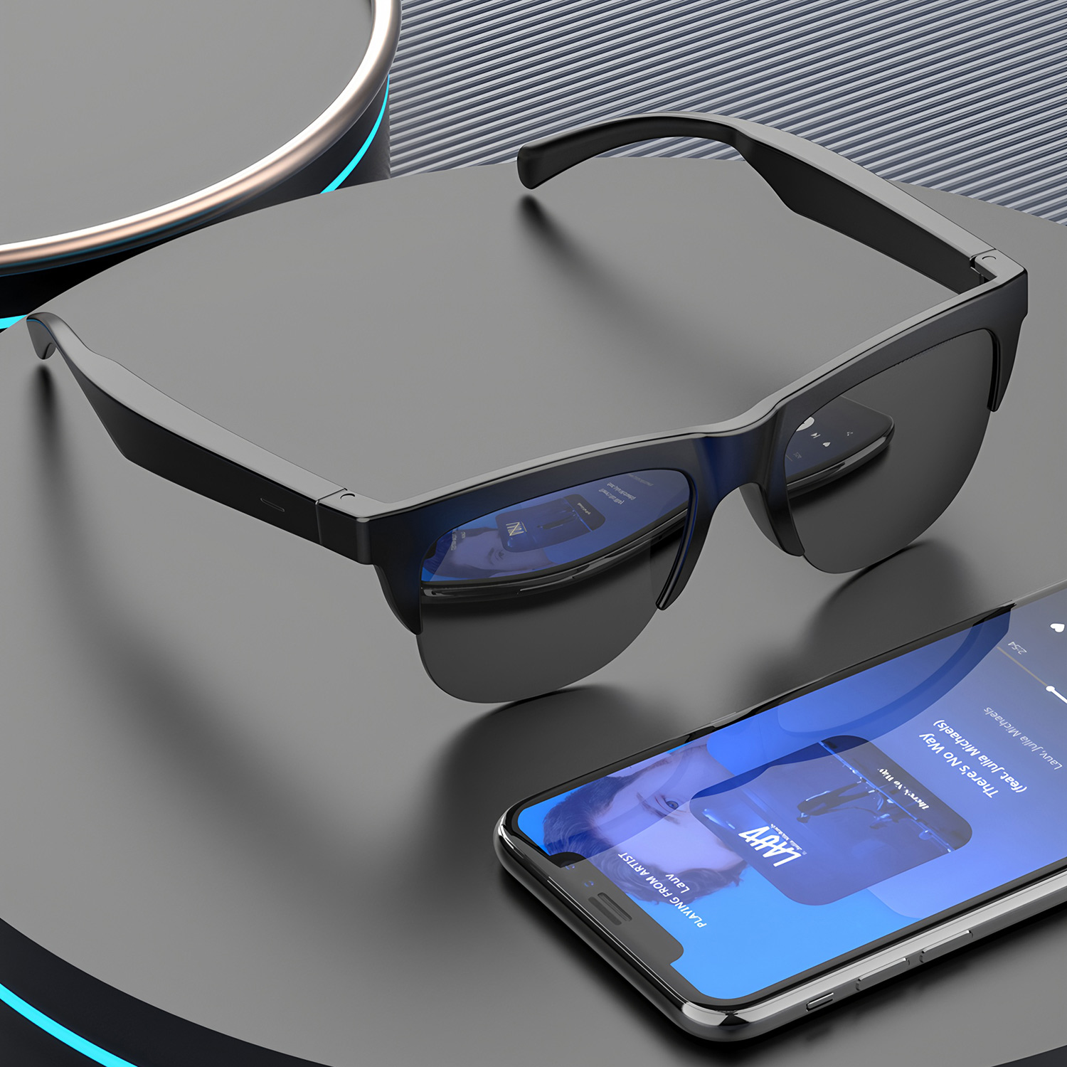 Bluetooth Headset On Ear - Kacamata Hitam Audio Cerdas dengan Bluetooth